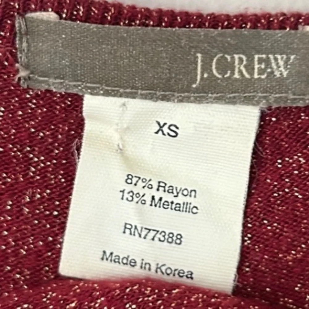 J. Crew Red Gold Metallic Sparkle Sweater‎  XS Holiday Glam Party